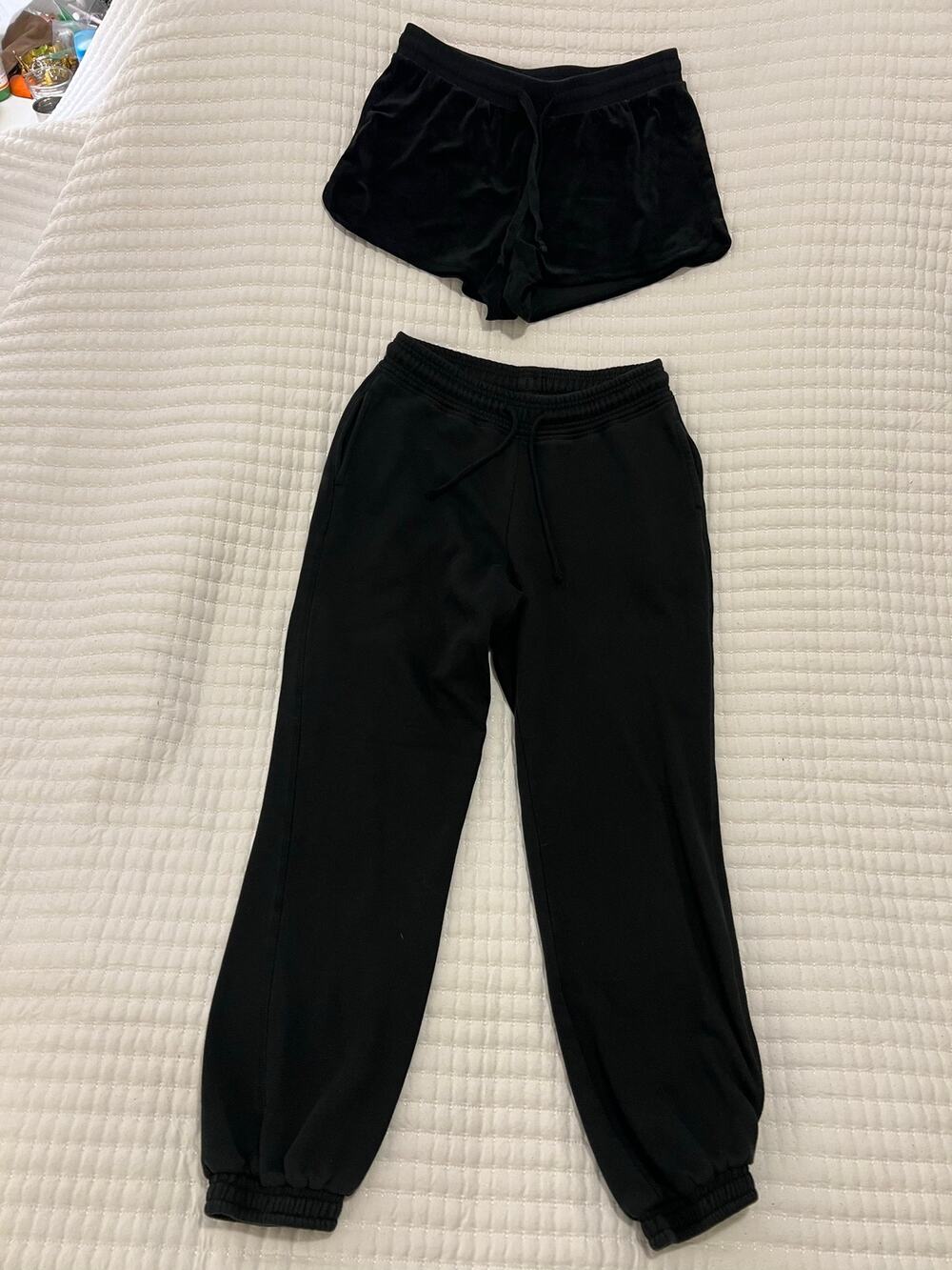 Black Primark Joggers & Old Navy Velour Shorts Bundle XS 🖤 Coquette Vibe